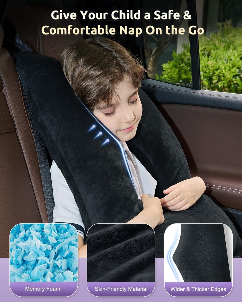 FAIORD Car Pillow for Kids Travel Pillow with Adjustable Strap, Kids Floor Pillows Cushions for Adults and Children to Support Head and Body Road Trip Essentials (Metal Black) - Image 5